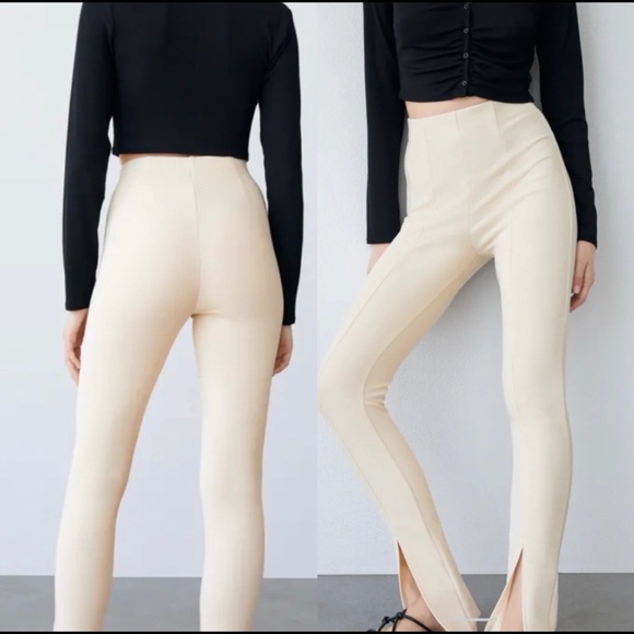 NEW ZARA* “Slit Ribbed Leggings” - Picture 3 of 4